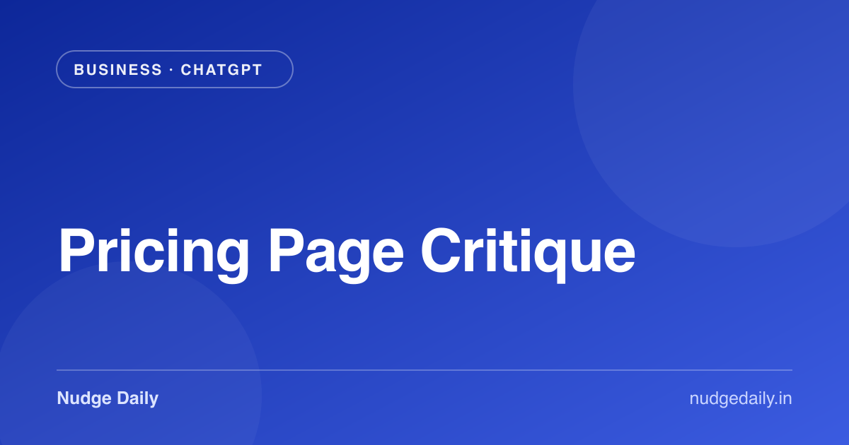 Pricing Page Critique