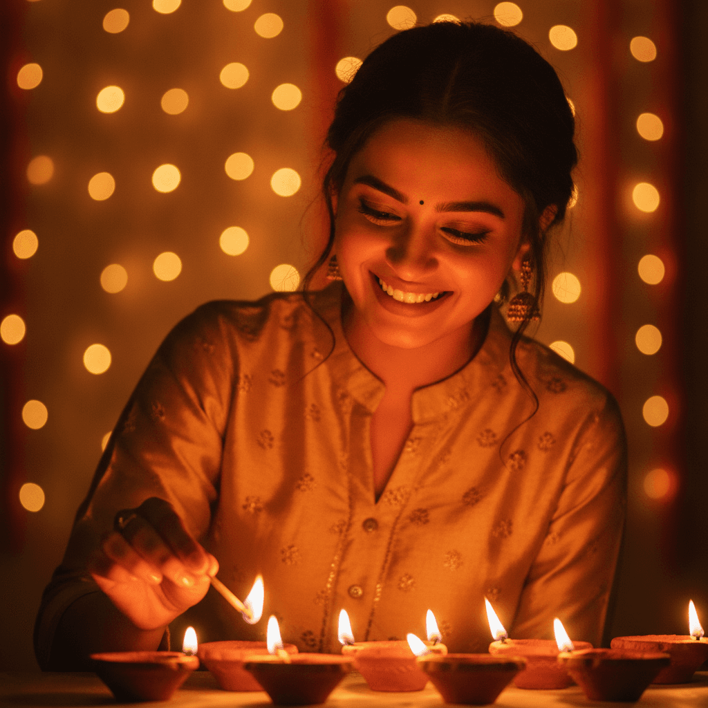 Diwali Diya Portrait Prompt sample image made with AI